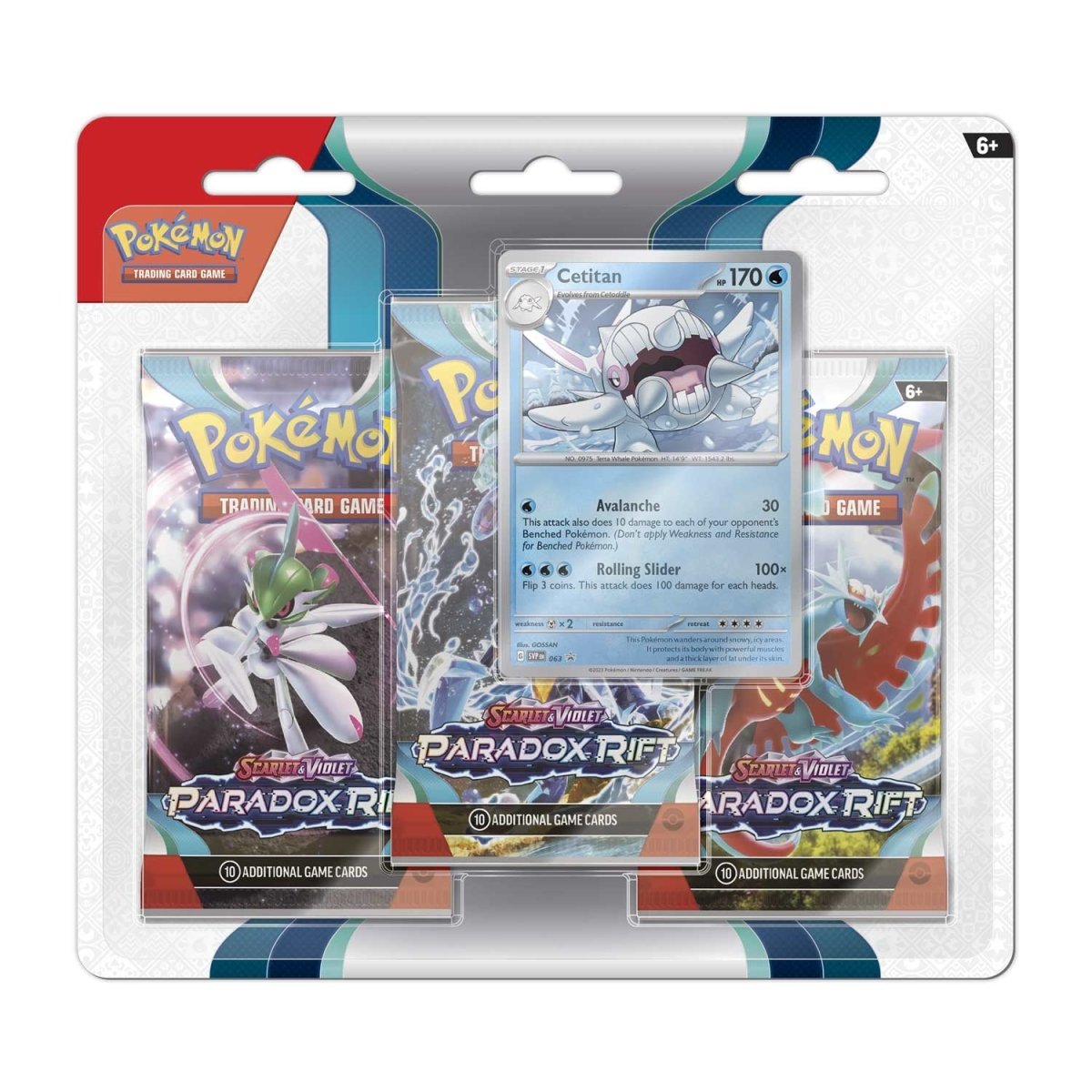 Pokemon TCG: Scarlet & Violet 4 - Paradox Rift - 3-Pack Blister - Cetitan