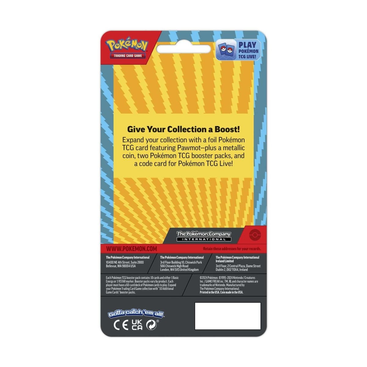 Pokemon TCG: Pawmot Card with 2 Booster Packs and Coin - Sealed Case of 36