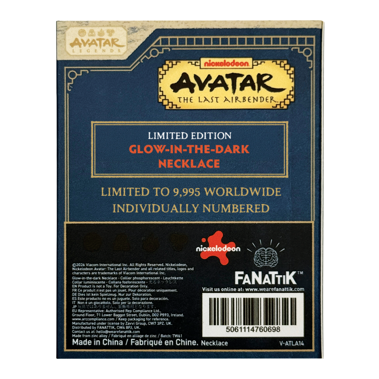 Avatar: The Last Airbender – Limited Edition Glow-in-the-Dark Elements Necklace