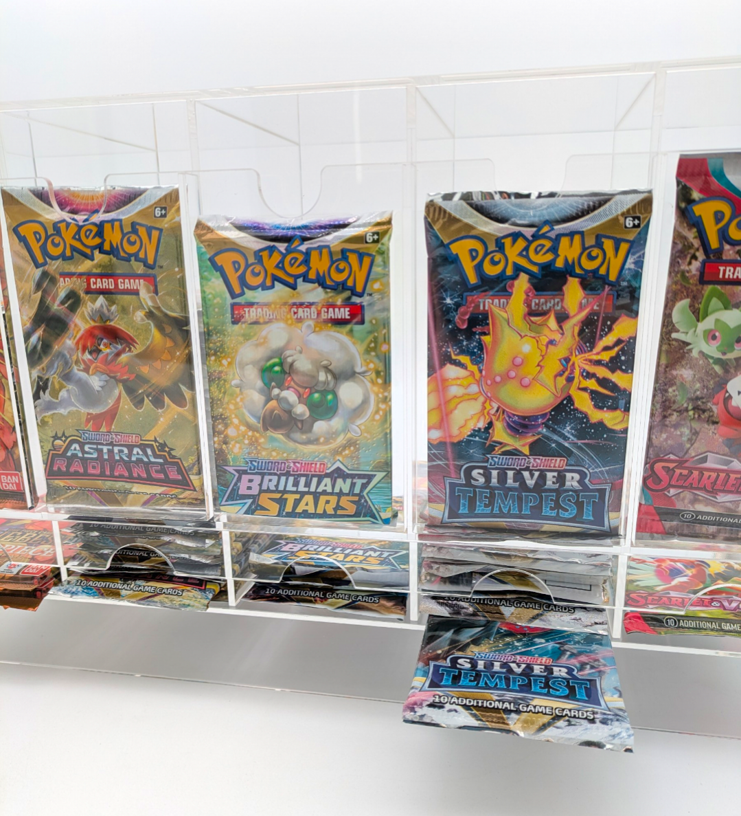 Clear Acrylic 6-Slot Booster Pack Dispenser - For Trading Cards