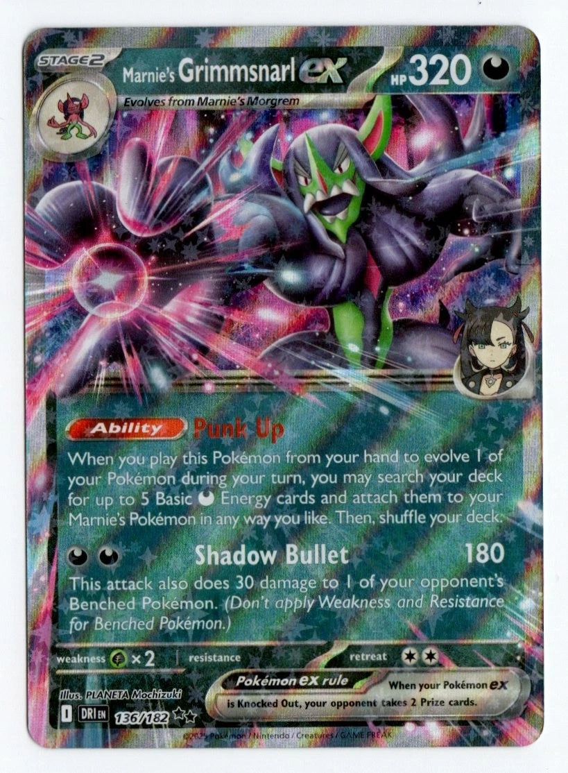 Pokemon TCG: SV Destined Rivals 136/182 Marnie's Grimmsnarl ex (Half Art)