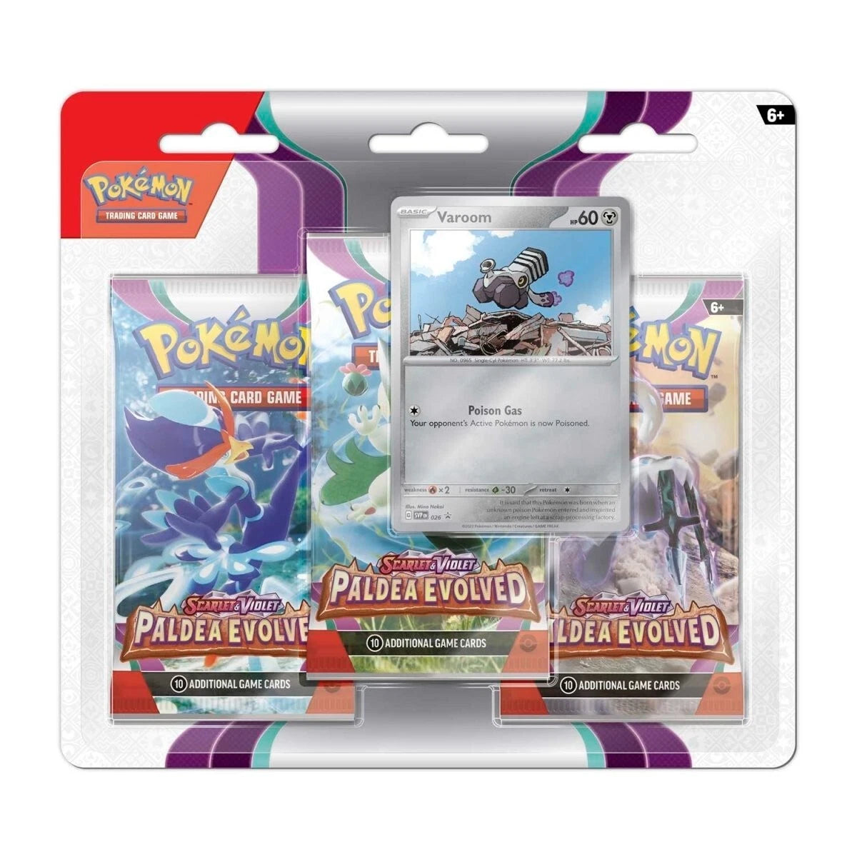 Pokemon TCG: Paldea Evolved 3-Pack Blister - Varoom - Sealed Case 24pcs