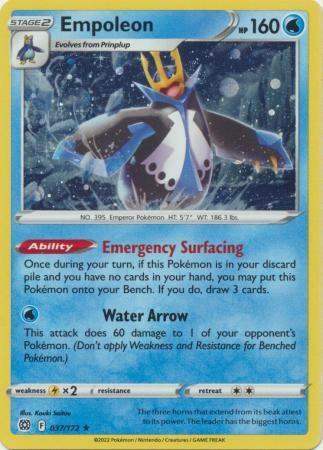 Pokemon TCG: Empoleon Holo 037/172 - Single Card