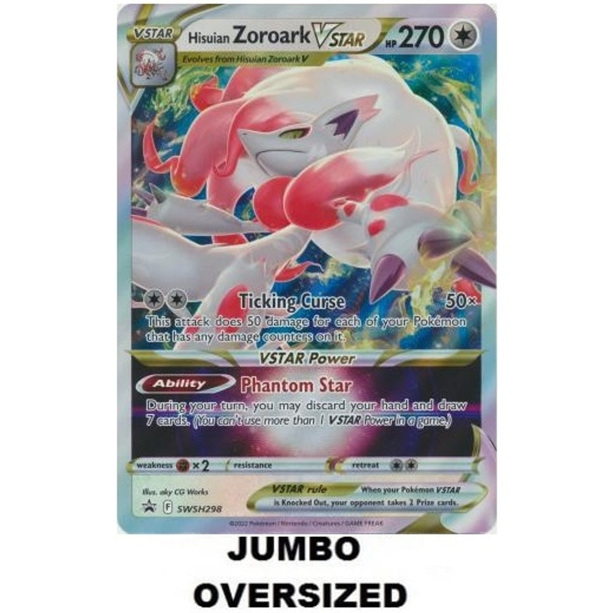 Pokemon TCG: Sword & Shield Promo SWSH298 Hisuian Zoroark VSTAR Jumbo