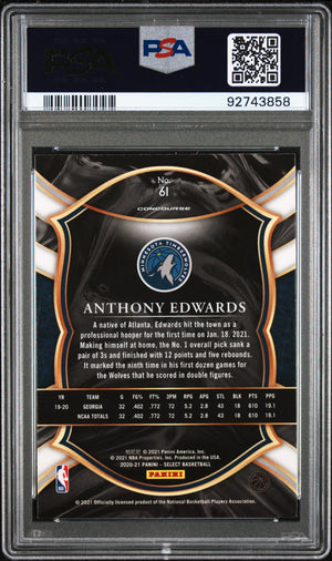 NBA Graded Card 2020 Panini Select #61 Anthony Edwards Blue Retail PSA 9