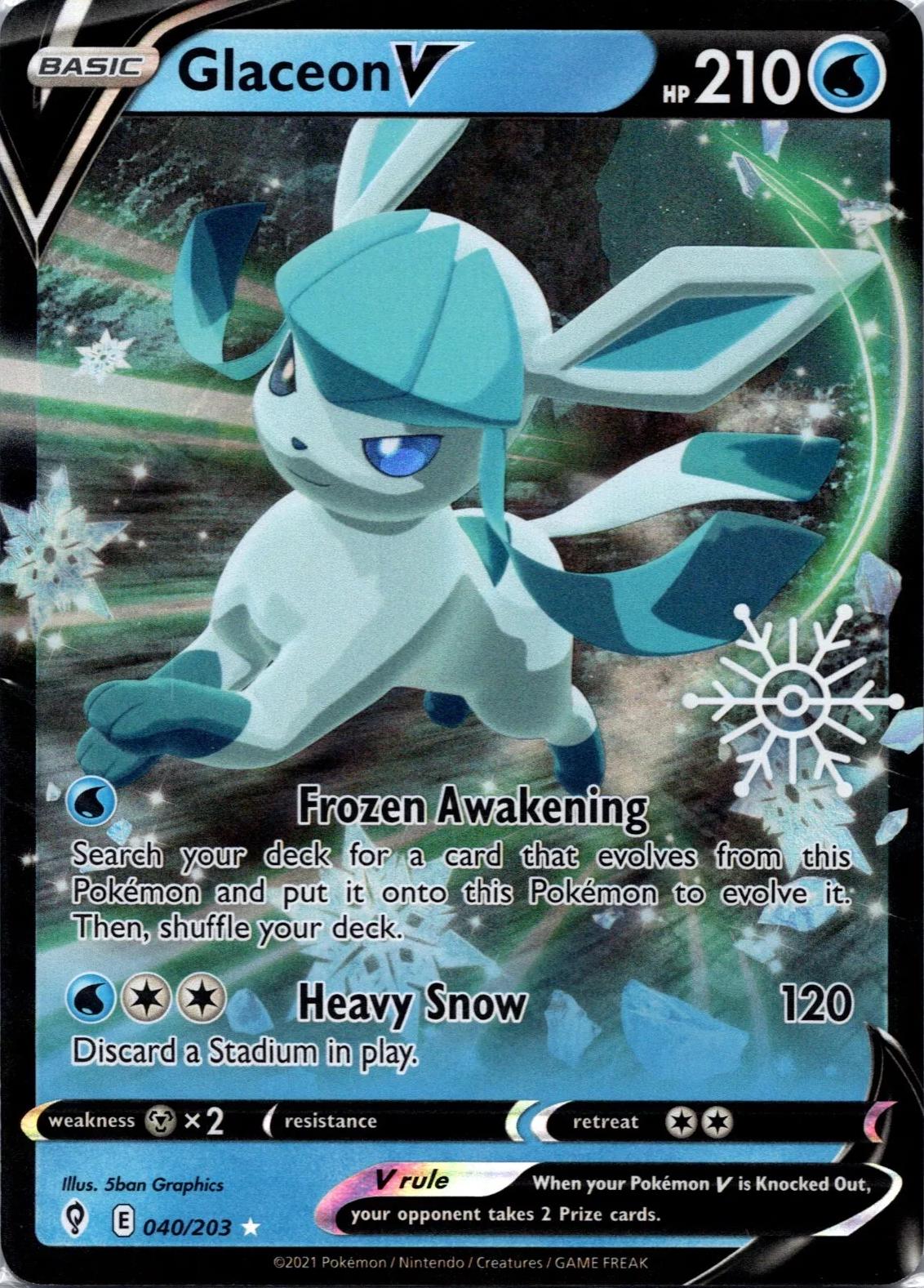 Pokemon TCG: Evolving Skies 040/203 Glaceon V (Half Art w/ Snowflake Stamp)