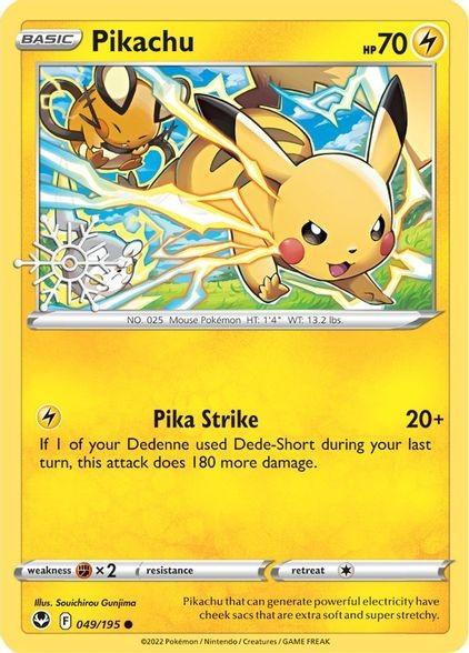 Pokemon TCG: SWSH Silver Tempest 049/195 Pikachu (Cosmo Holo w/ Snowflake Stamp)