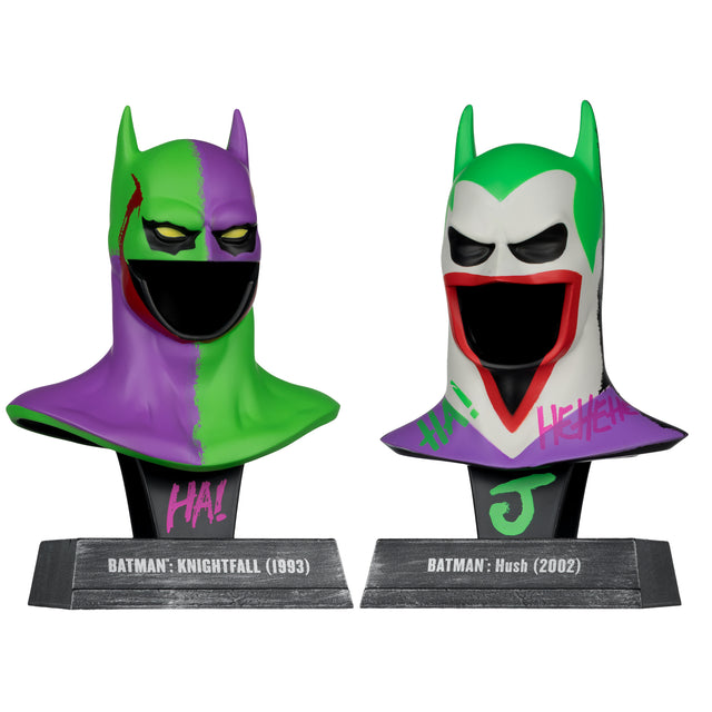 DC Direct Prop Replica 1:3 Scale - Batman Hush Cowl & Batman Knightfall Cowl (Jokerized/Gold Label)
