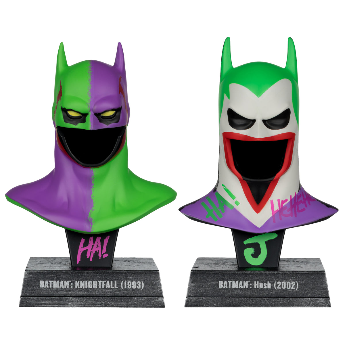 DC Direct Prop Replica 1:3 Scale - Batman Hush Cowl & Batman Knightfall Cowl (Jokerized/Gold Label)