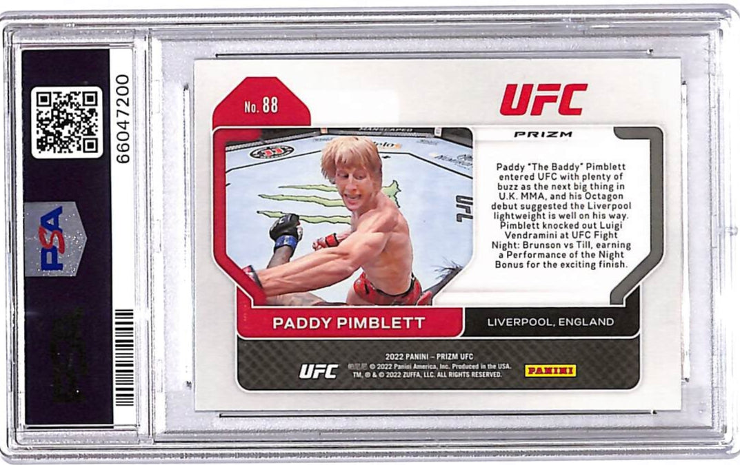 2022 Panini Prizm UFC #88 Paddy Pimblett Silver Prizm PSA MINT 9