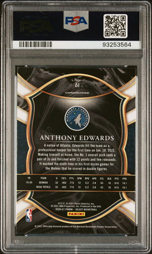 NBA Graded Card 2020 Panini Select #61 Anthony Edwards PSA 9