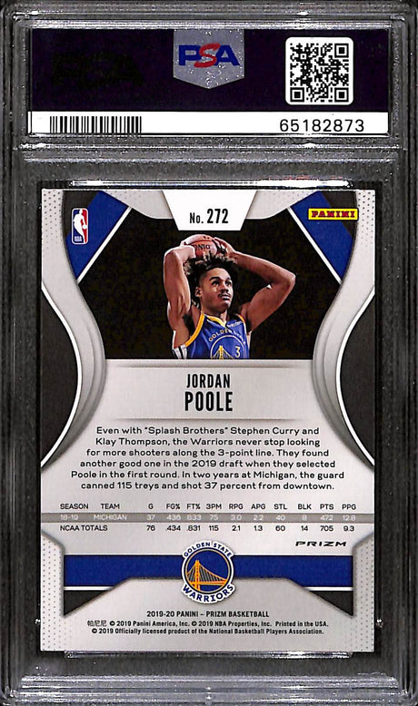 NBA Graded Card 2019 Panini Prizm #272 Jordan Poole Silver Prizm PSA 10
