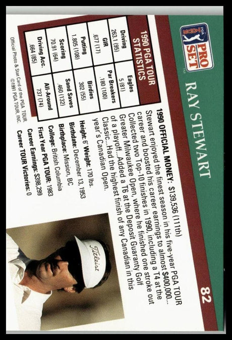 Golf Singles 1991 Pro Set PGA Tour #82 Ray Stewart