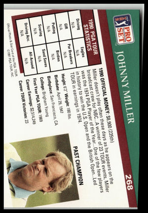 Golf Singles 1991 Pro Set PGA Tour #268 Johnny Miller