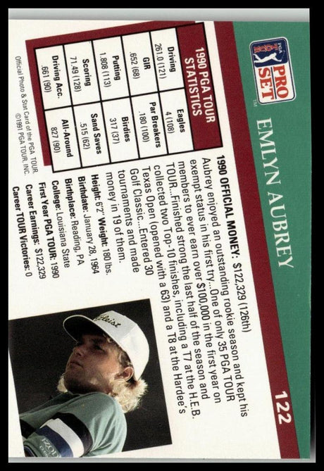 Golf Singles 1991 Pro Set PGA Tour #122 Emlyn Aubrey