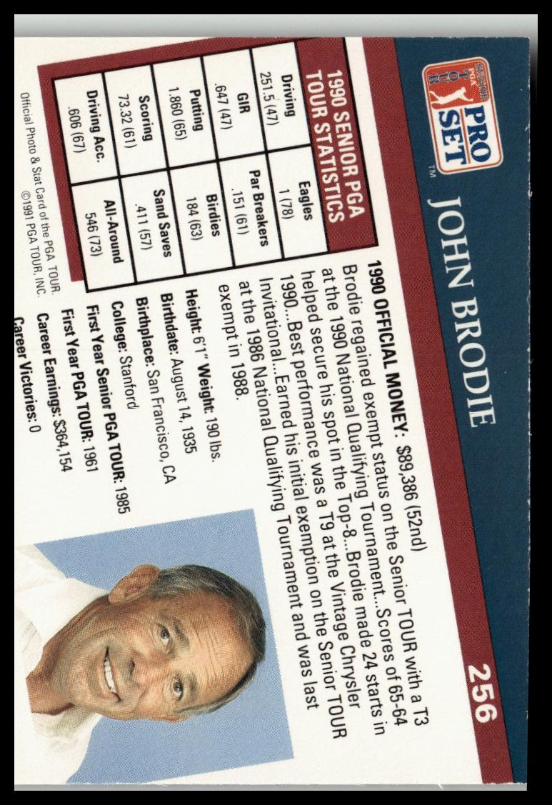 Golf Singles 1991 Pro Set PGA Tour #256 John Brodie