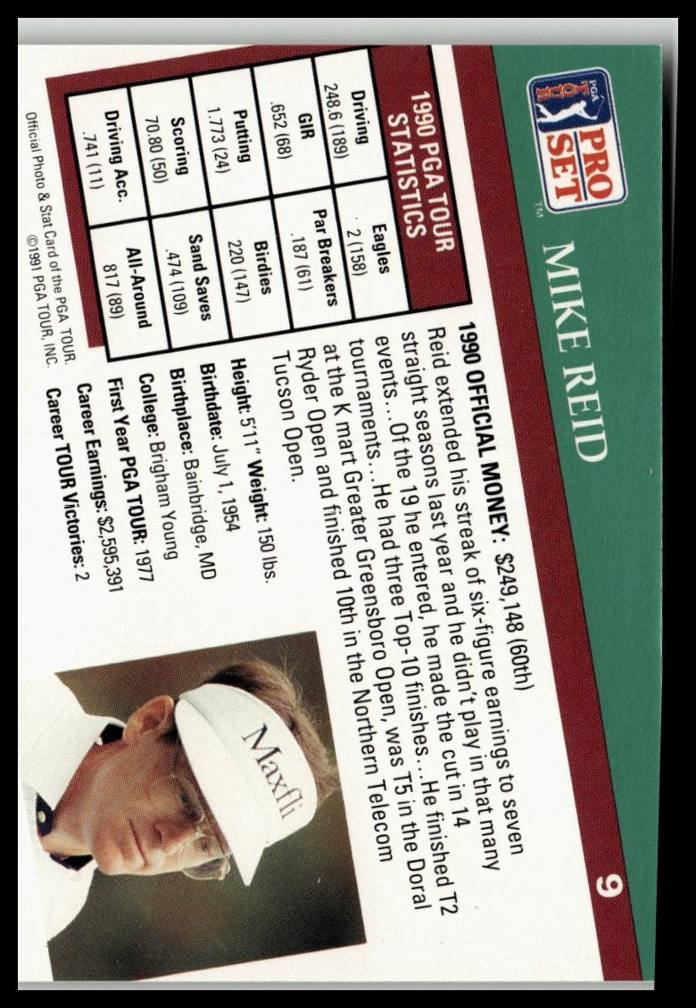 Golf Singles 1991 Pro Set PGA Tour #9 Mike Reid