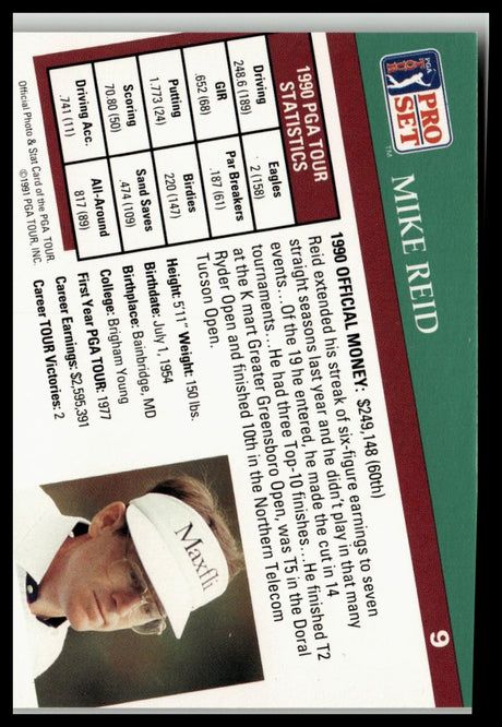 Golf Singles 1991 Pro Set PGA Tour #9 Mike Reid