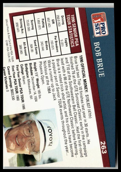 Golf Singles 1991 Pro Set PGA Tour #263 Bob Brue