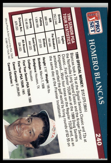 Golf Singles 1991 Pro Set PGA Tour #240 Homero Blancas
