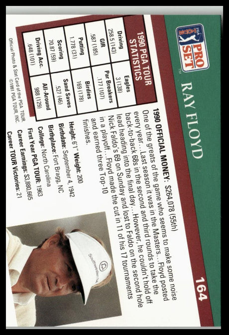 Golf Singles 1991 Pro Set PGA Tour #164 Ray Floyd