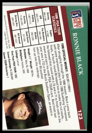 Golf Singles 1991 Pro Set PGA Tour #123 Ronnie Black