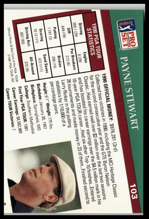 Golf Singles 1991 Pro Set PGA Tour #103 Payne Stewart