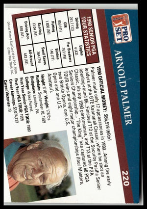 Golf Singles 1991 Pro Set PGA Tour #220 Arnold Palmer