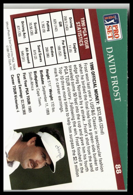 Golf Singles 1991 Pro Set PGA Tour #88 David Frost