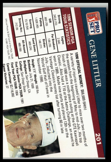 Golf Singles 1991 Pro Set PGA Tour #201 Gene Littler