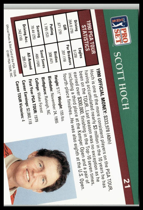 Golf Singles 1991 Pro Set PGA Tour #21 Scott Hoch
