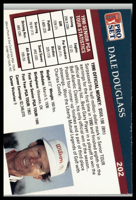 Golf Singles 1991 Pro Set PGA Tour #202 Dale Douglass