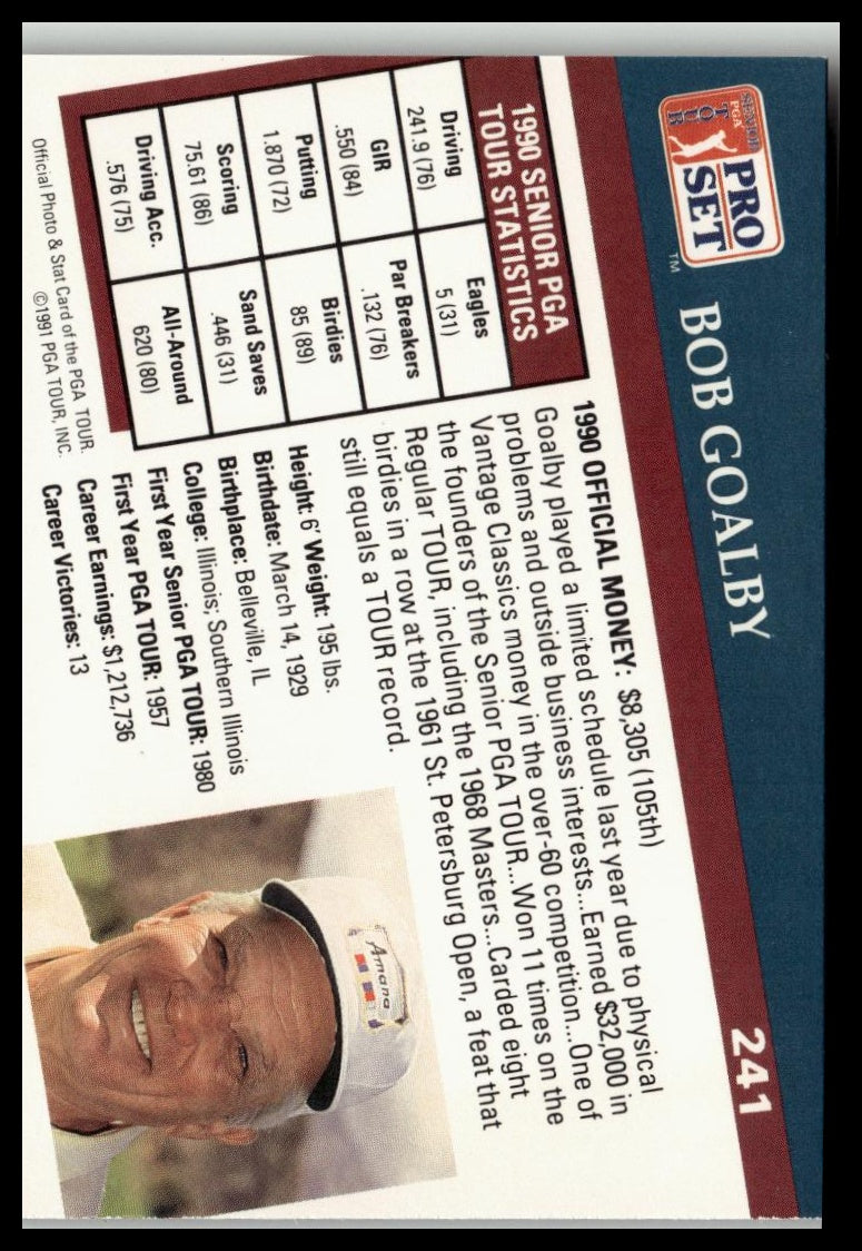 Golf Singles 1991 Pro Set PGA Tour #241 Bob Goalby