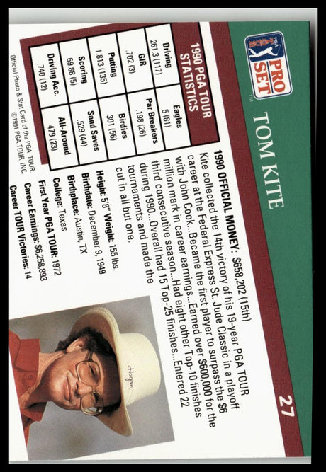 Golf Singles 1991 Pro Set PGA Tour [27 Tom Kite