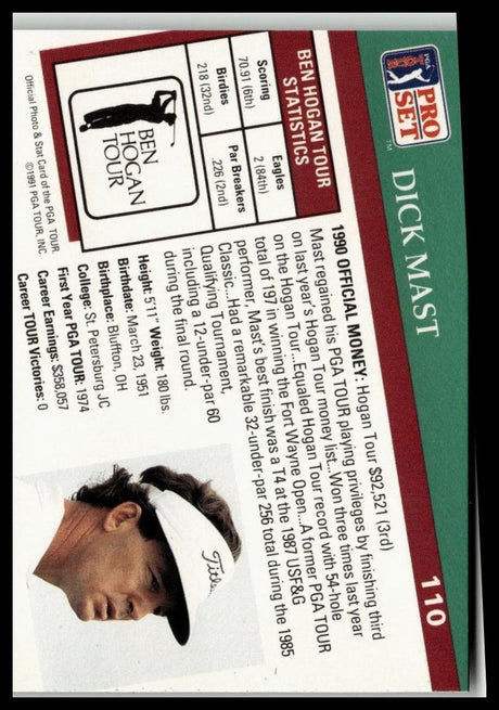 Golf Singles 1991 Pro Set PGA Tour [110 Dick Mast