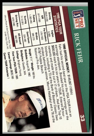 Golf Singles 1991 Pro Set PGA Tour #33 Rick Fehr