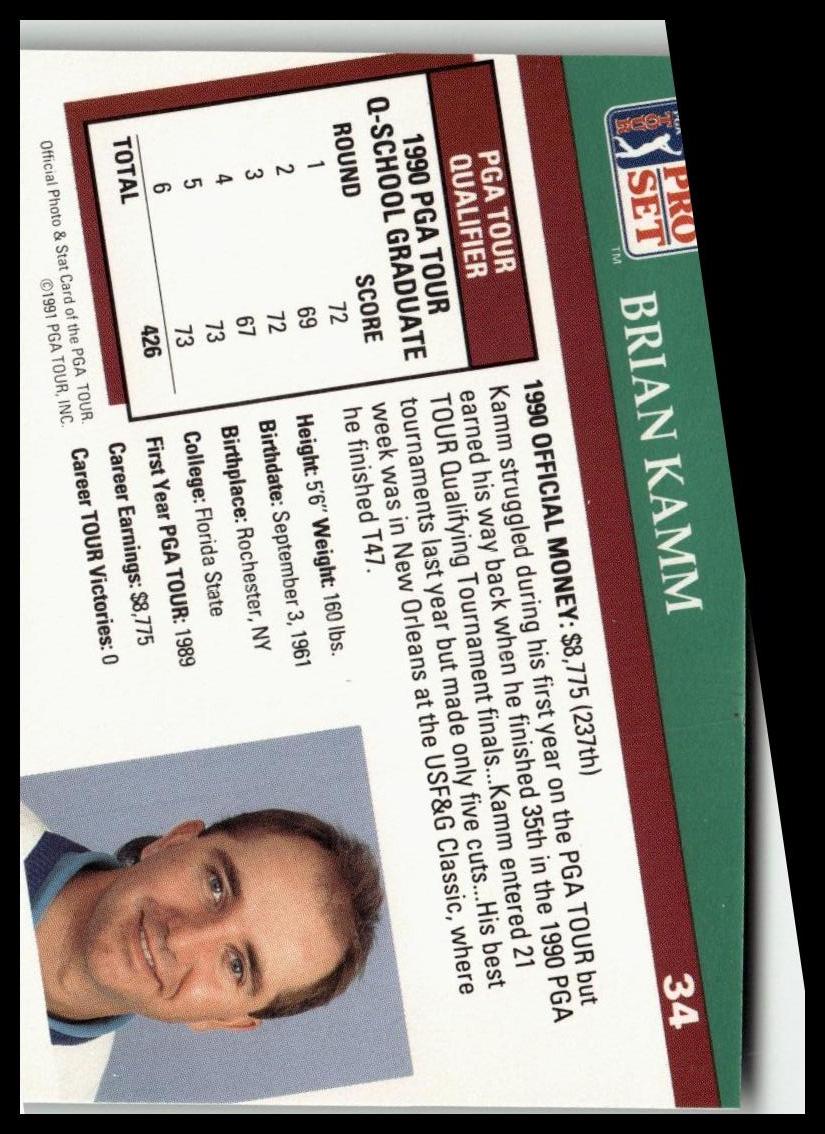 Golf Singles 1991 Pro Set PGA Tour [34 Brian Kamm