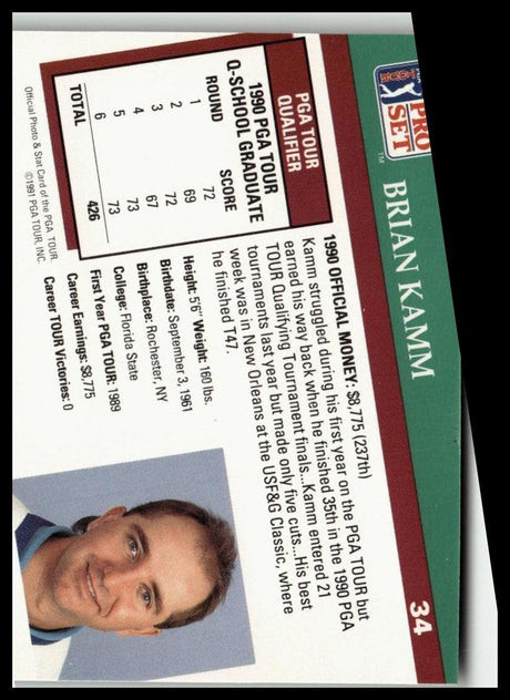 Golf Singles 1991 Pro Set PGA Tour [34 Brian Kamm