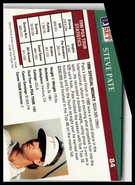 Golf Singles 1991 Pro Set PGA Tour #84 Steve Pate