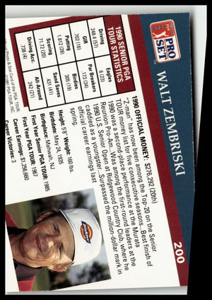 Golf Singles 1991 Pro Set PGA Tour #200 Walt Zembriski