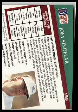 Golf Singles 1991 Pro Set PGA Tour #159 Joey Sindelar