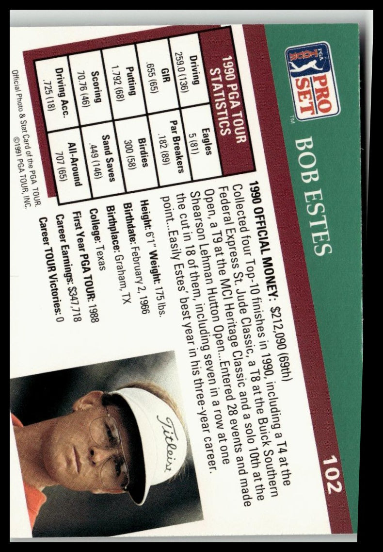 Golf Singles 1991 Pro Set PGA Tour [102 Bob Estes