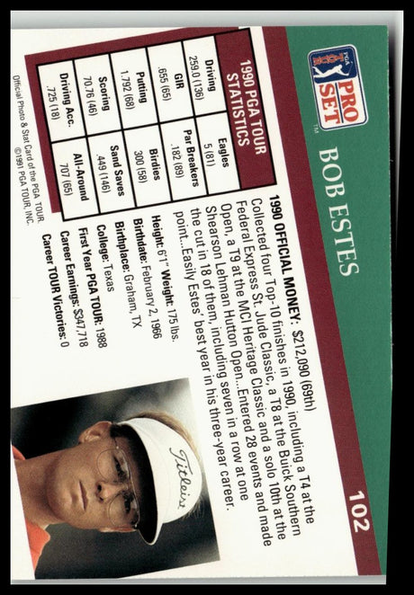 Golf Singles 1991 Pro Set PGA Tour [102 Bob Estes