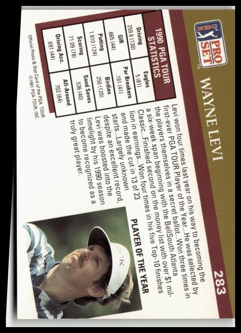 Golf Singles 1991 Pro Set PGA Tour #283 Wayne Levi