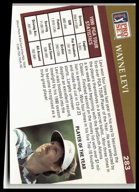 Golf Singles 1991 Pro Set PGA Tour #283 Wayne Levi