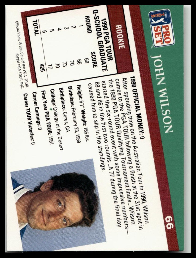 Golf Singles 1991 Pro Set PGA Tour #66 John Wilson