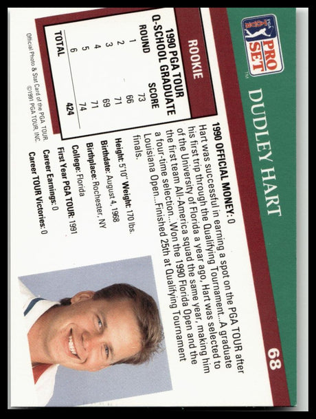 Golf Singles 1991 Pro Set PGA Tour #68 Dudley Hart
