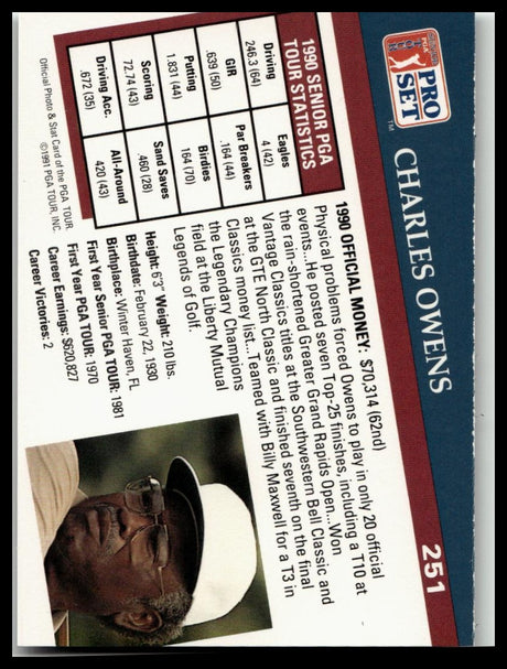 Golf Singles 1991 Pro Set PGA Tour [251 Charles Owens