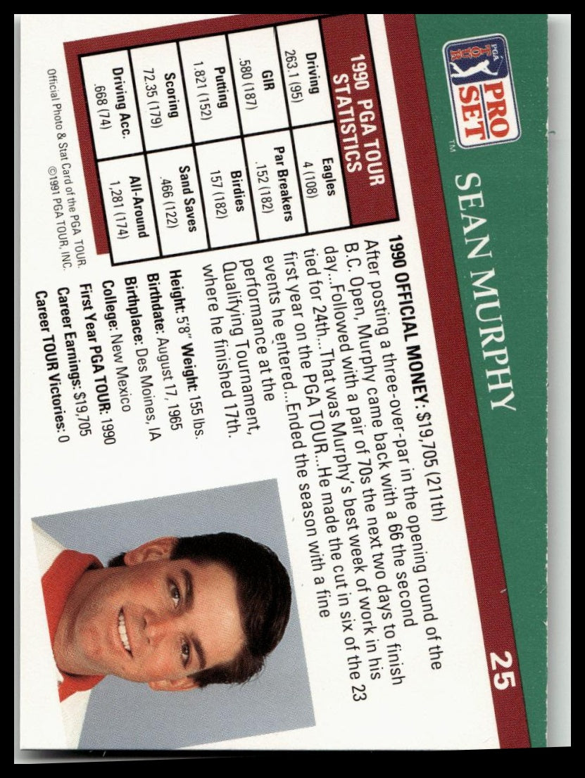 Golf Singles 1991 Pro Set PGA Tour [25 Sean Murphy