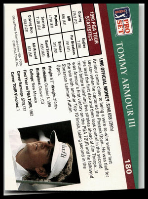 Golf Singles 1991 Pro Set PGA Tour #180 Tommy Armour III
